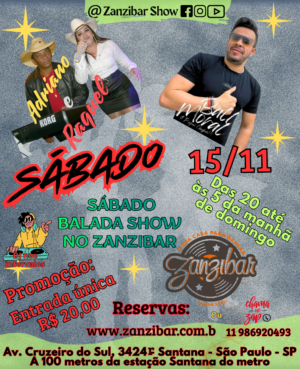 15/11 - Sábado Balada Show no Zanzibar