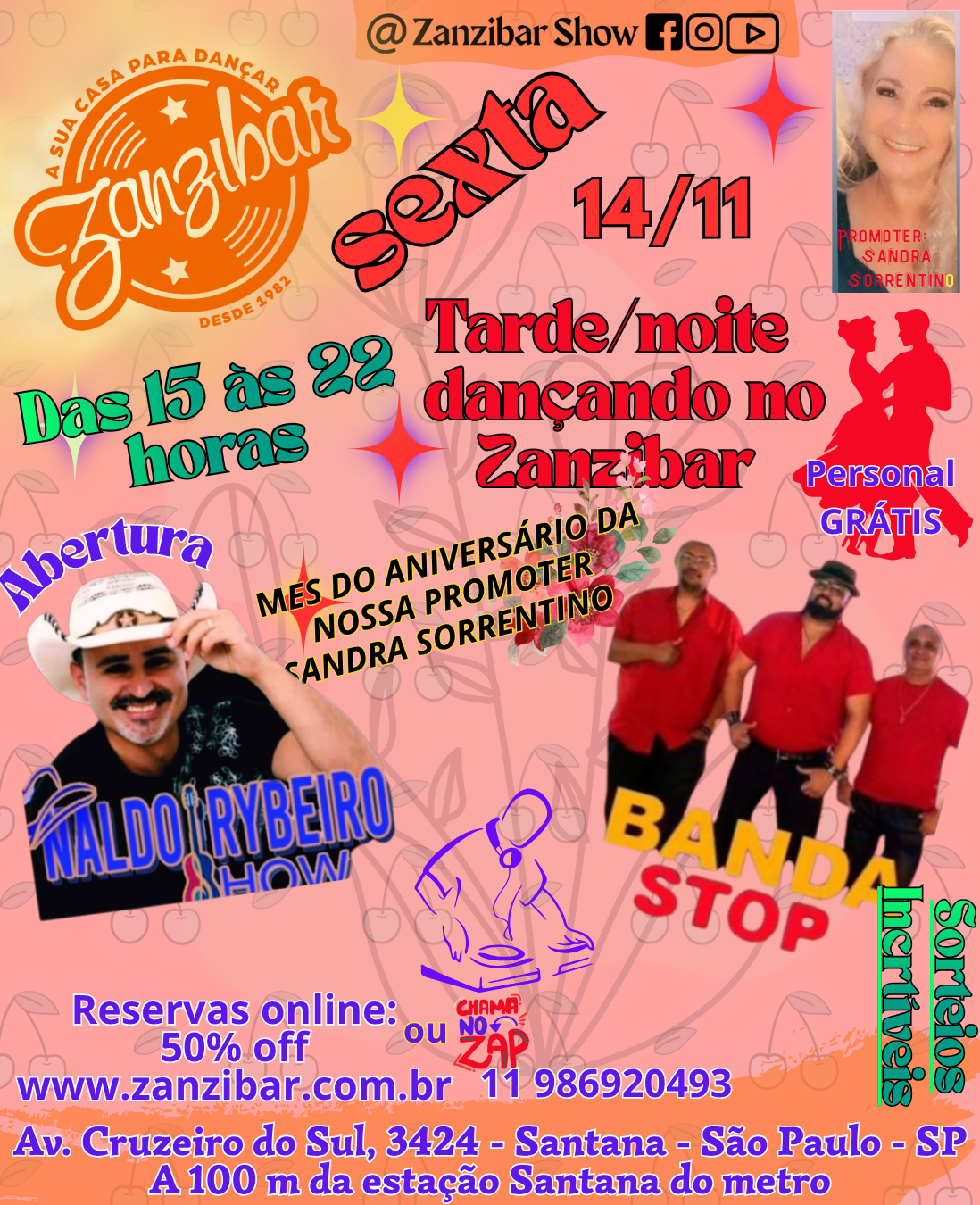 14/11 – Tarde/Noite Dançando no Zanzibar (Das 15 às 22 horas) - oficial