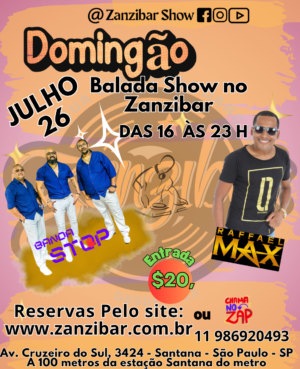 26/07 - Domingão Balada Show no Zanzibar